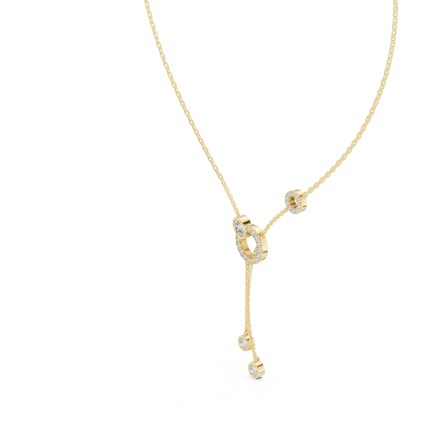 Round And Oval Shape Lab Grown & Natural Diamond 14k Solid Rose Gold Party Wear Women Diamond Necklace