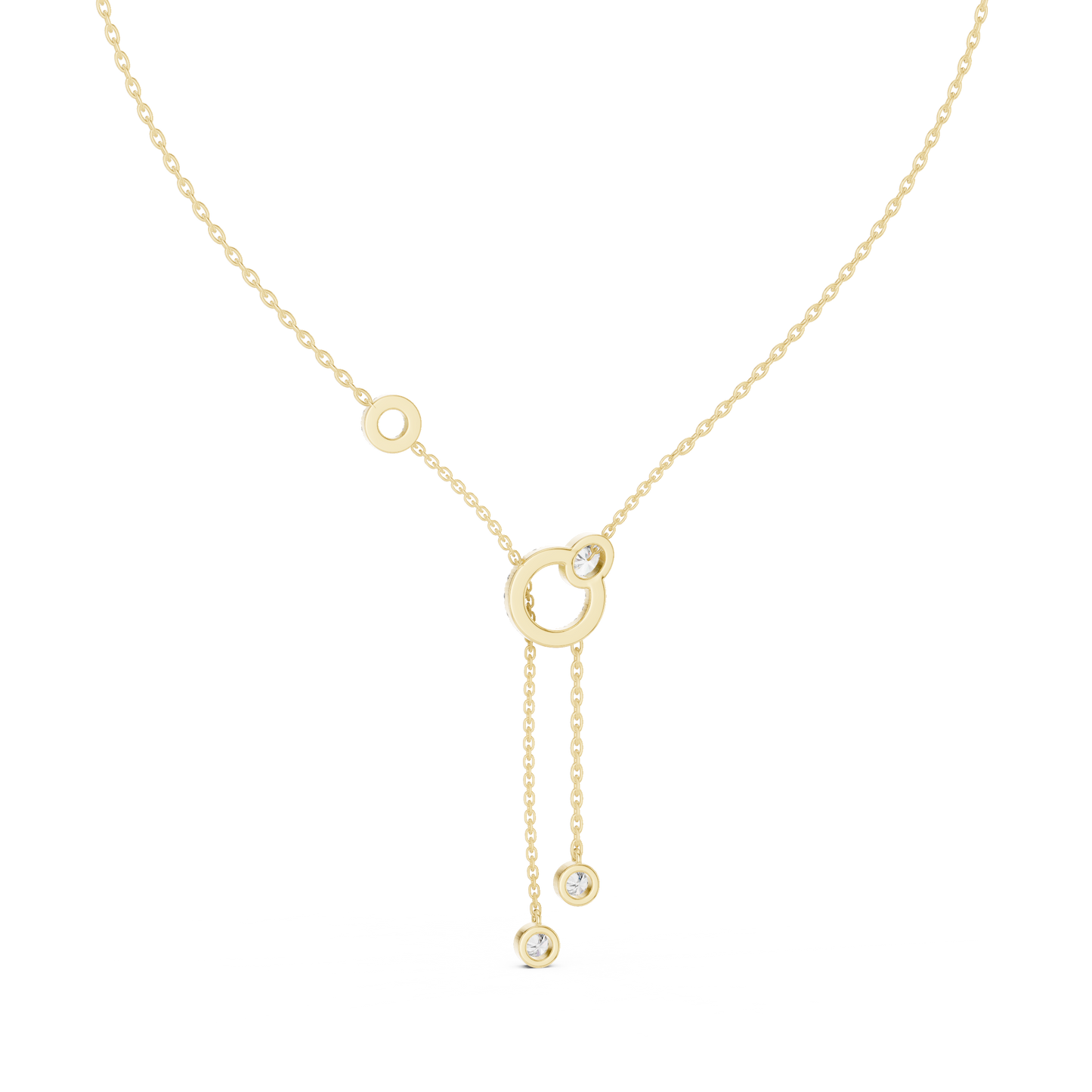 Round And Oval Shape Lab Grown & Natural Diamond 14k Solid Rose Gold Party Wear Women Diamond Necklace