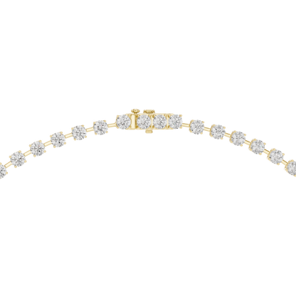 Round Shapes Lab Grown & Natural 13.44 Ct 10k Solid Gold Antiques Tennis Necklace For Her
