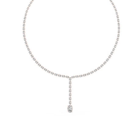 Oval Shape Lab Grown 10k Solid Rose Gold Fabulous Unique Diamond Necklace For Birthday Gift