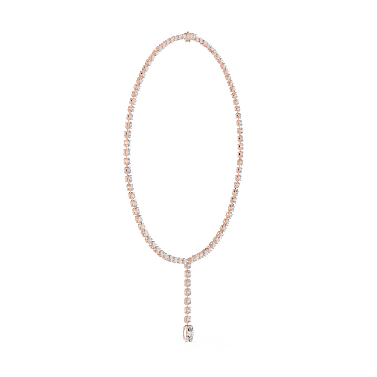 Oval Shape Lab Grown Diamond 10k Solid Rose Gold Fabulous Unique Diamond Necklace For Birthday Gift