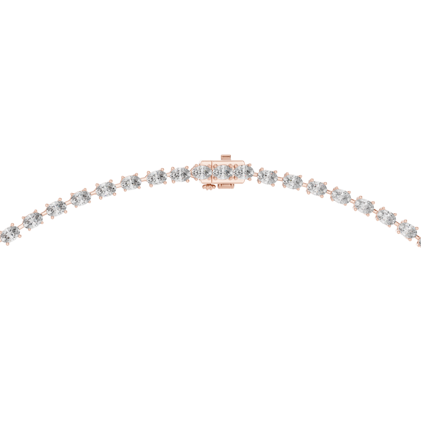 Oval Shape Lab Grown Diamond 10k Solid Rose Gold Fabulous Unique Diamond Necklace For Birthday Gift
