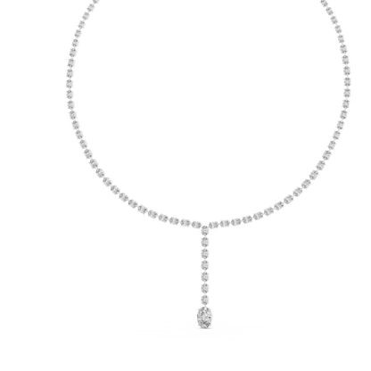 Oval Shape Lab Grown 10k Solid Rose Gold Fabulous Unique Diamond Necklace For Birthday Gift