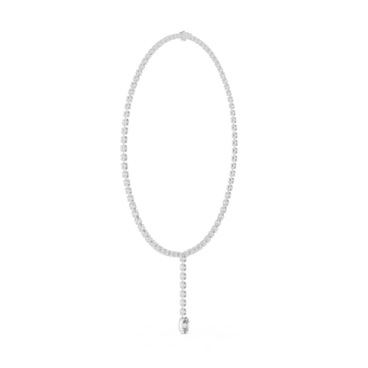 Oval Shape Lab Grown 10k Solid Rose Gold Fabulous Unique Diamond Necklace For Birthday Gift