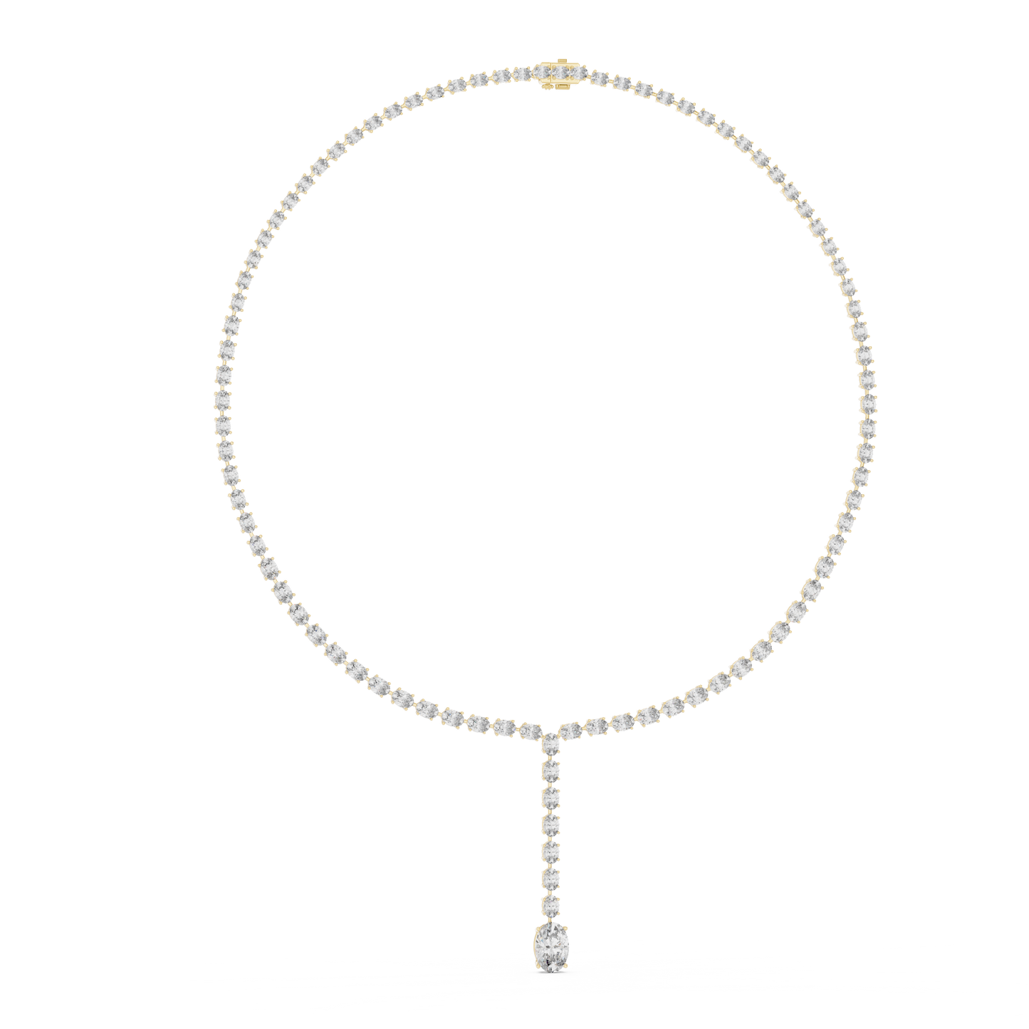 Oval Shape Lab Grown Diamond 10k Solid Rose Gold Fabulous Unique Diamond Necklace For Birthday Gift
