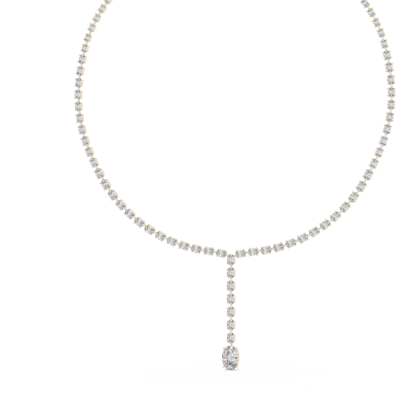 Oval Shape Lab Grown Diamond 10k Solid Rose Gold Fabulous Unique Diamond Necklace For Birthday Gift