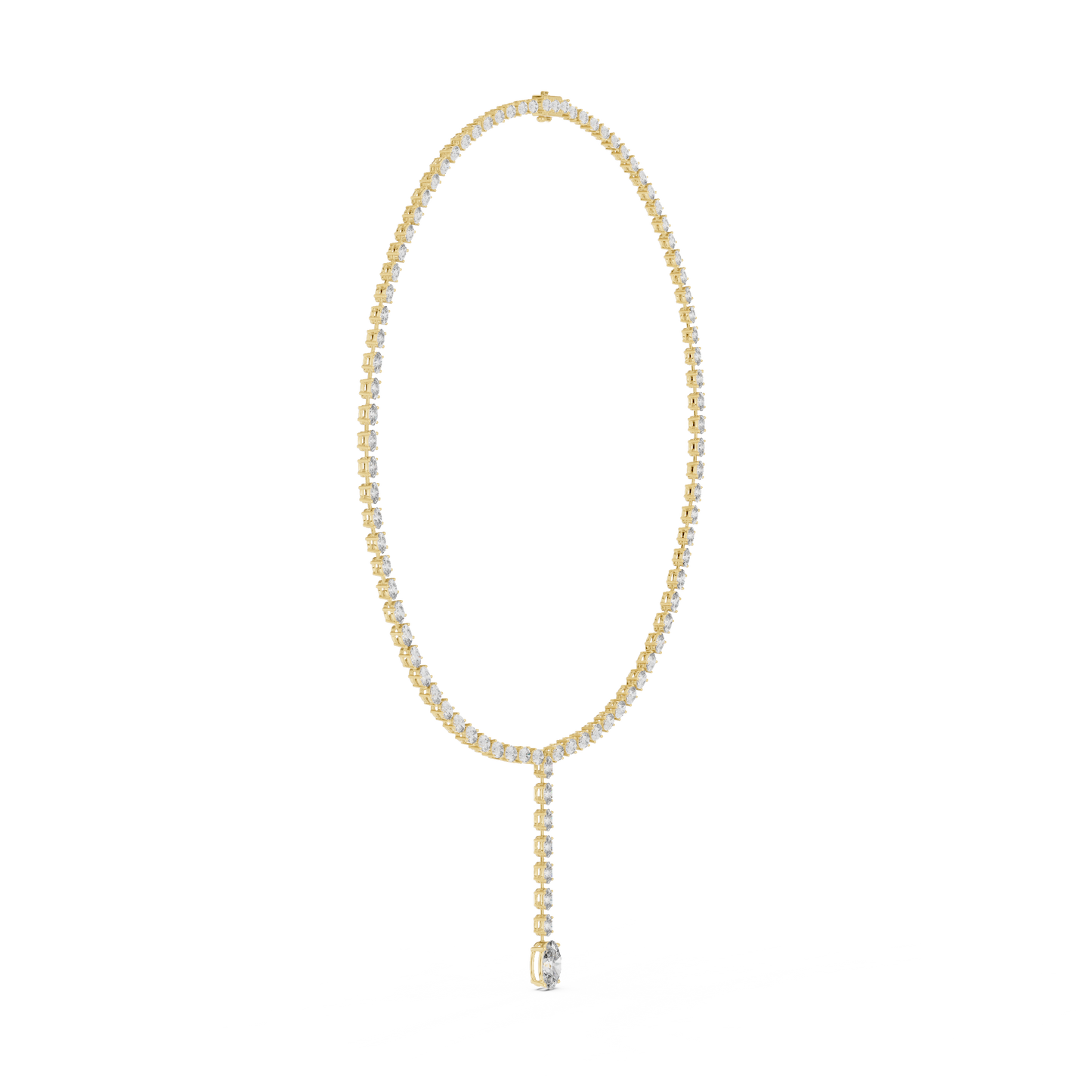 Oval Shape Lab Grown Diamond 10k Solid Rose Gold Fabulous Unique Diamond Necklace For Birthday Gift