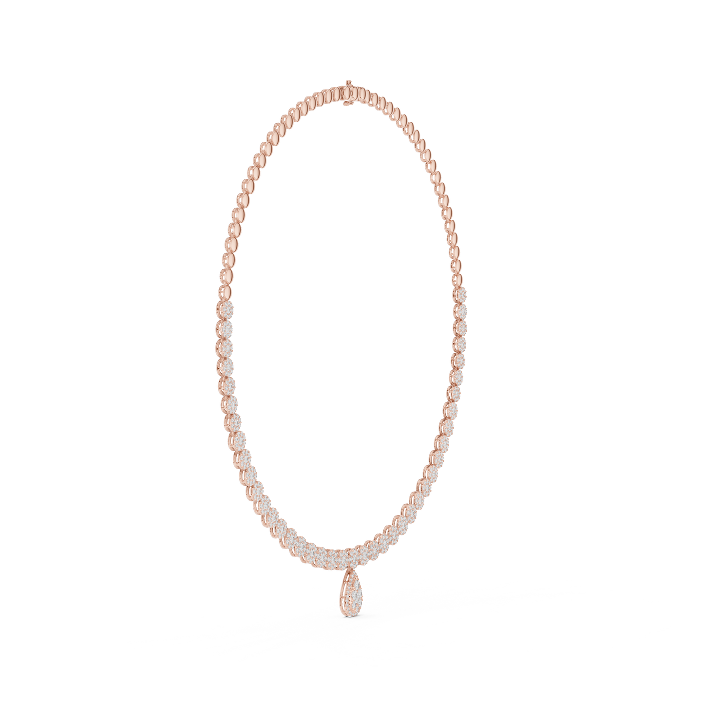 7.26 Ct Round Cut Lab grown & Natural Diamond 14k Solid Rose Gold  Wedding Wear Necklace for Her