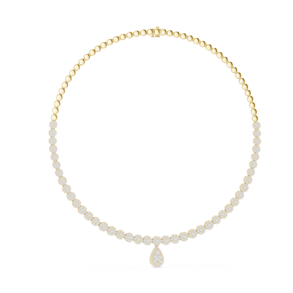 7.26 Ct Round Cut Lab grown & Natural Diamond 14k Solid Rose Gold  Wedding Wear Necklace for Her