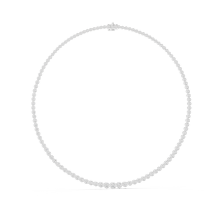 Round Shape Lab Grown Diamond 18k Solid White Gold Women Diamond Necklace