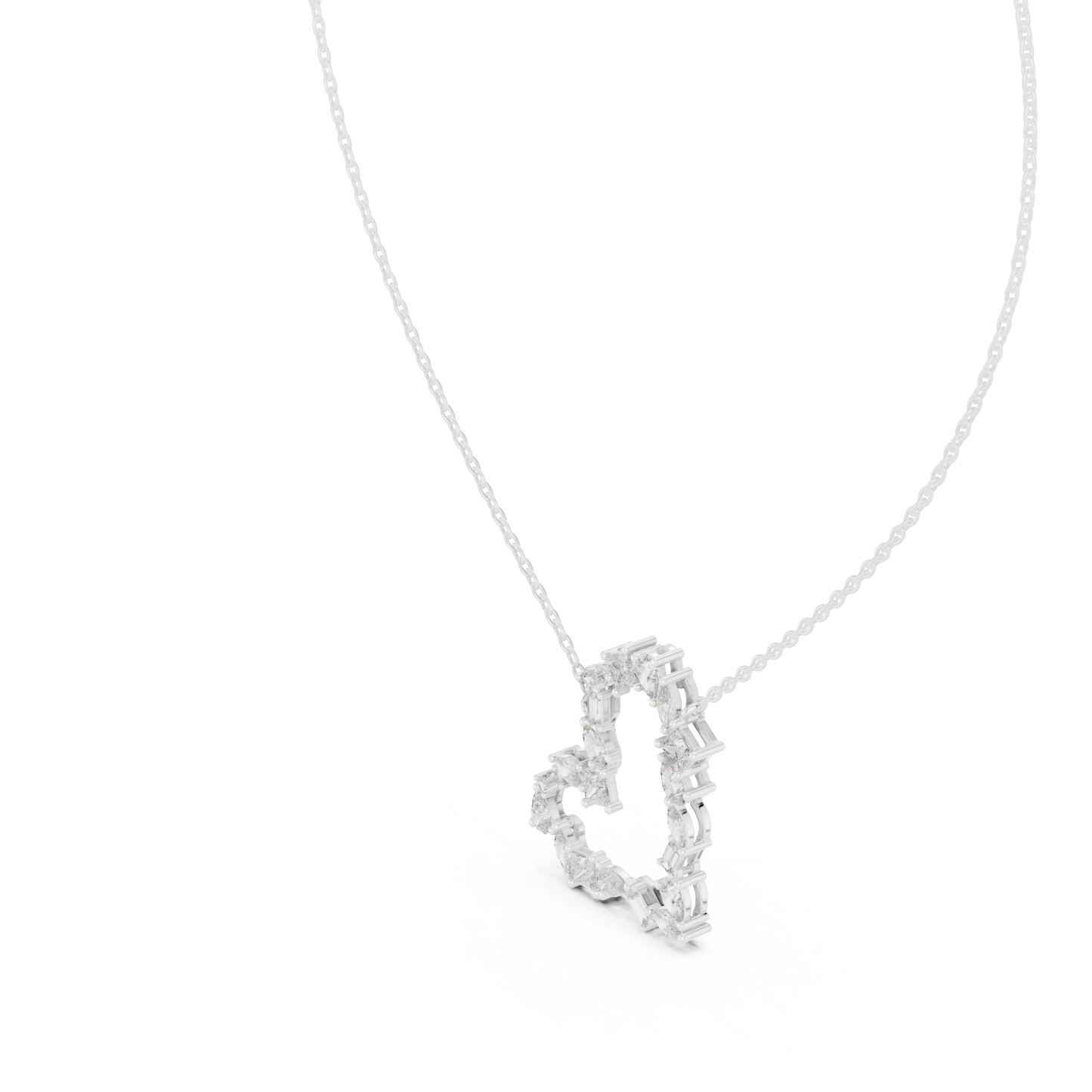 Multiple Diamond Heart Type  2.68 Ct Lab Grown-Natural Classy Every Shining Diamond Pendant For Women