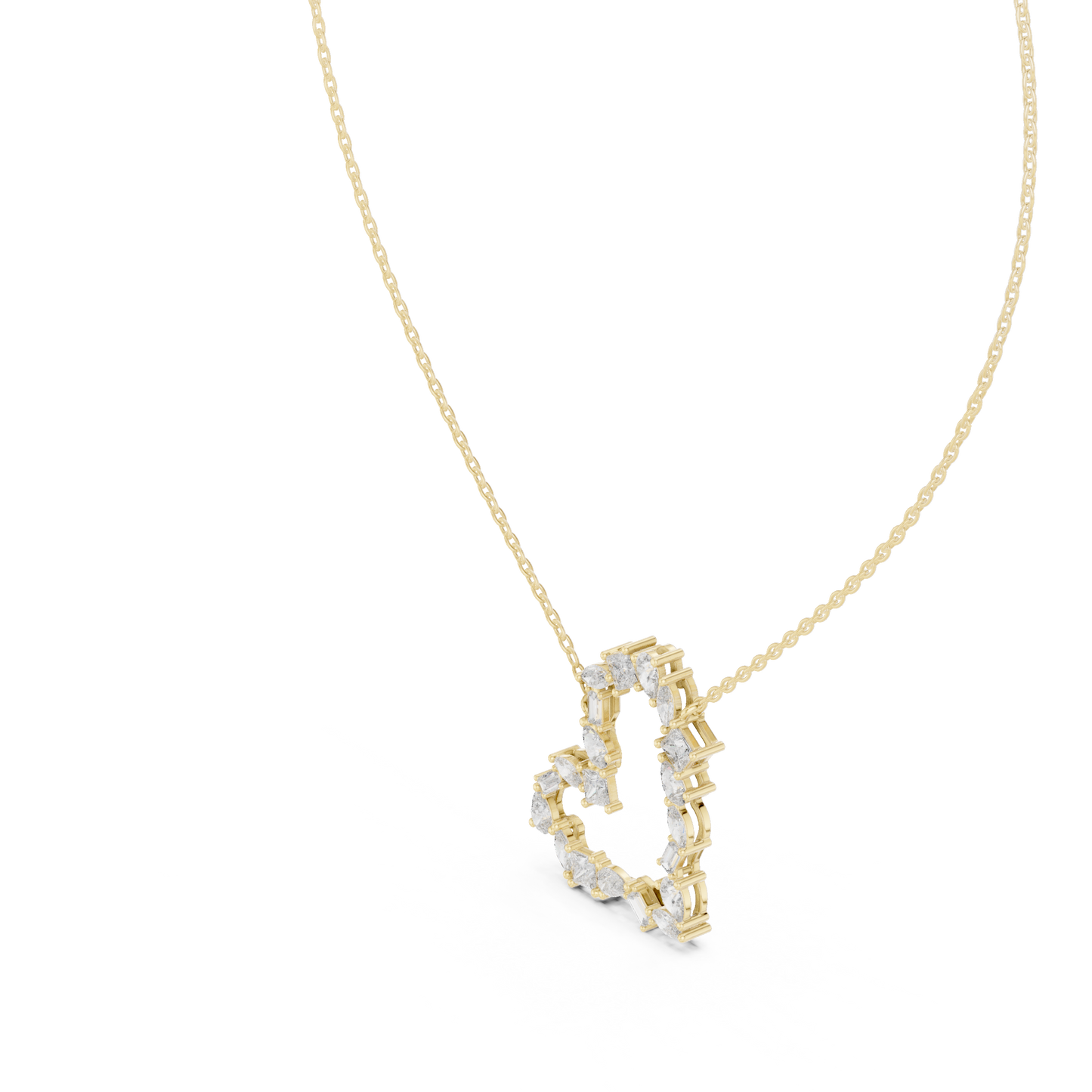 Multiple Diamond Heart Type  2.68 Ct Lab Grown-Natural Classy Every Shining Diamond Pendant For Women