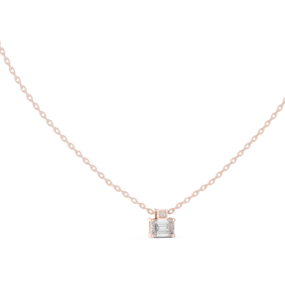 Stunning 10k Solid Rose Gold Round & Emerald Shape Lab Grown Ethically wear Diamond Pendant For Her