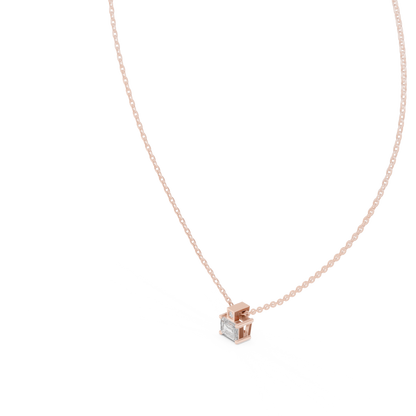 Stunning 10k Solid Rose Gold Round & Emerald Shape Lab Grown Ethically wear Diamond Pendant For Her