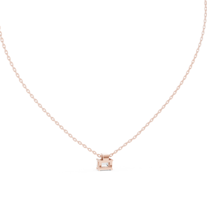 Stunning 10k Solid Rose Gold Round & Emerald Shape Lab Grown Ethically wear Diamond Pendant For Her
