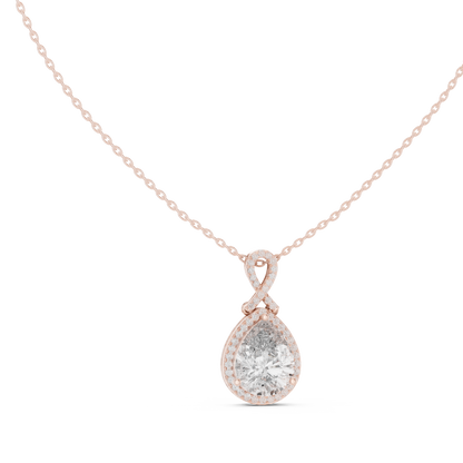 Round & Pear Shape 6.13 Ct Lab Grown very Stunning 14k Solid Rose Gold Diamond Pendant