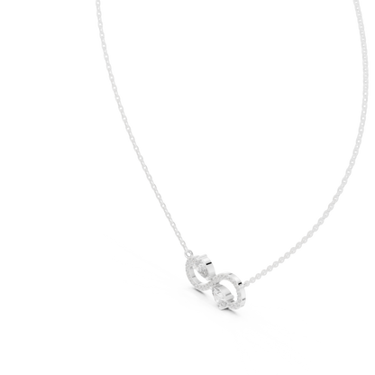 Round & Pear Shape Infinity Type  Shinning 14k Solid White Gold Diamond Pendant For Her