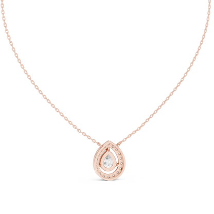 Pear & Round Shape Lab Grown 10k Solid Rose Gold 2.22 Ct Diamond Pendant For Wedding Wear