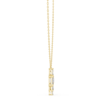 3.88 Ct Emerald Cut Lab Grown 10k Solid Gold Stunning New Vintage Diamond Pendant For Her