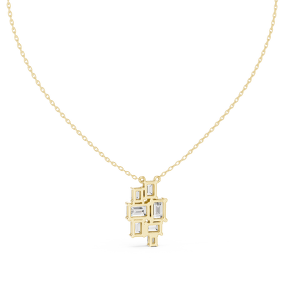 3.88 Ct Emerald Cut Lab Grown 10k Solid Gold Stunning New Vintage Diamond Pendant For Her