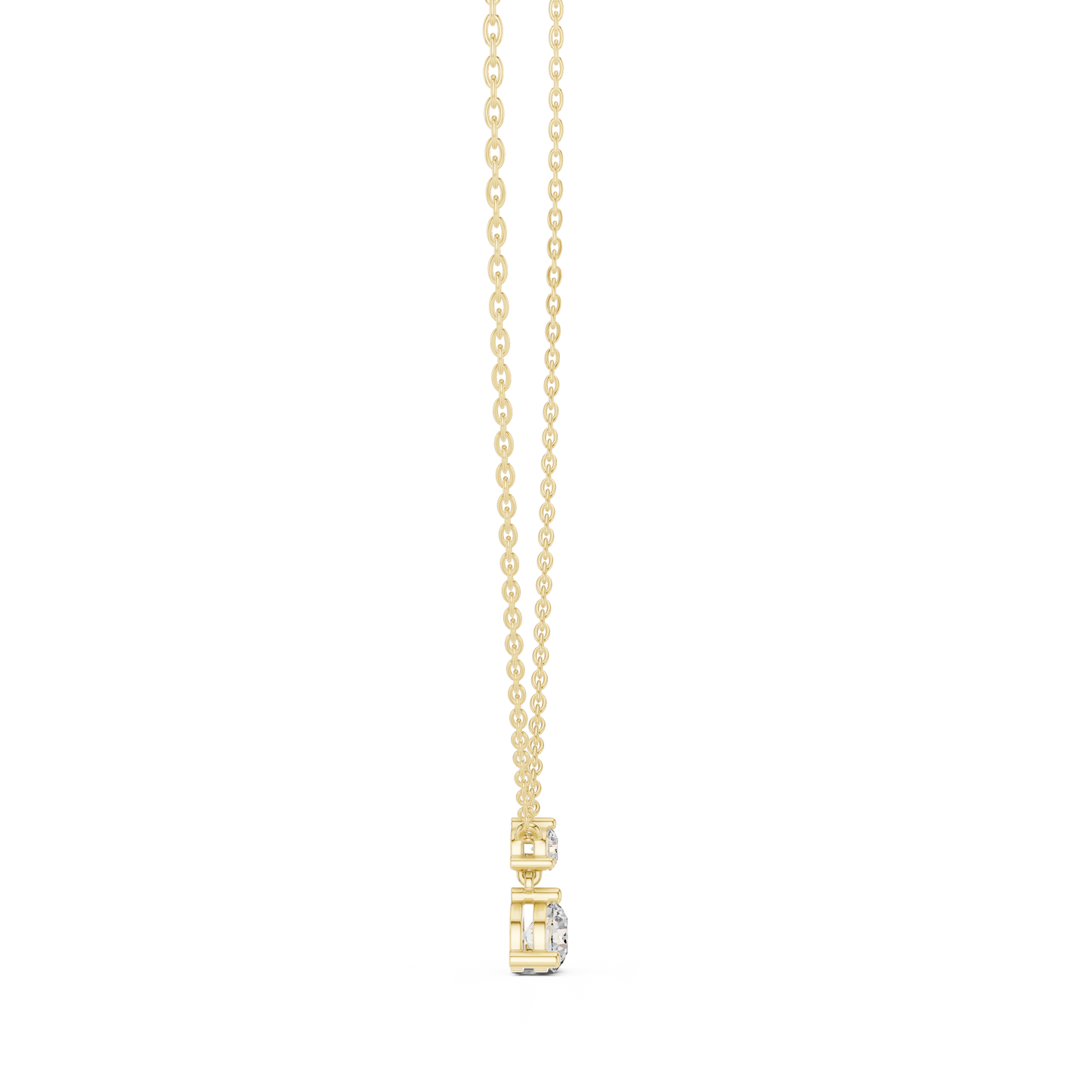 Round Shape 2 Stone Lab grown Classic Vintage 10k Solid White Gold Diamond Pendant For You