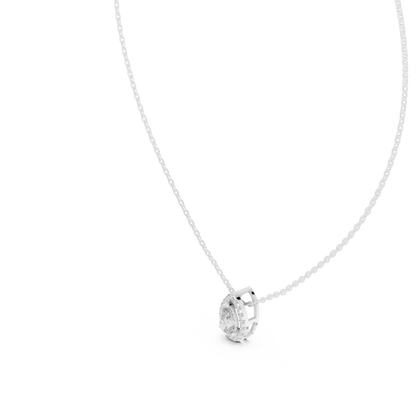 14k Solid Gold Round And Pear Shape lab grown Elegance Diamond Pendant For Wedding Wear