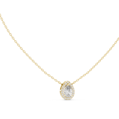 14k Solid Gold Round And Pear Shape lab grown Elegance Diamond Pendant For Wedding Wear