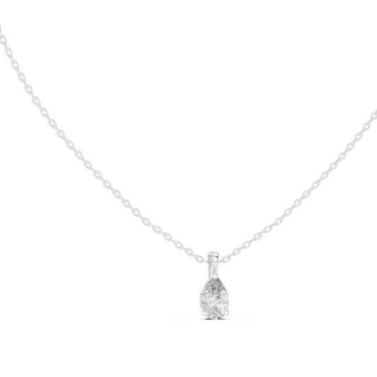 Classic Pear Shape Diamond Pendant Dainty Solitaire Necklace For Women In 14K Gold
