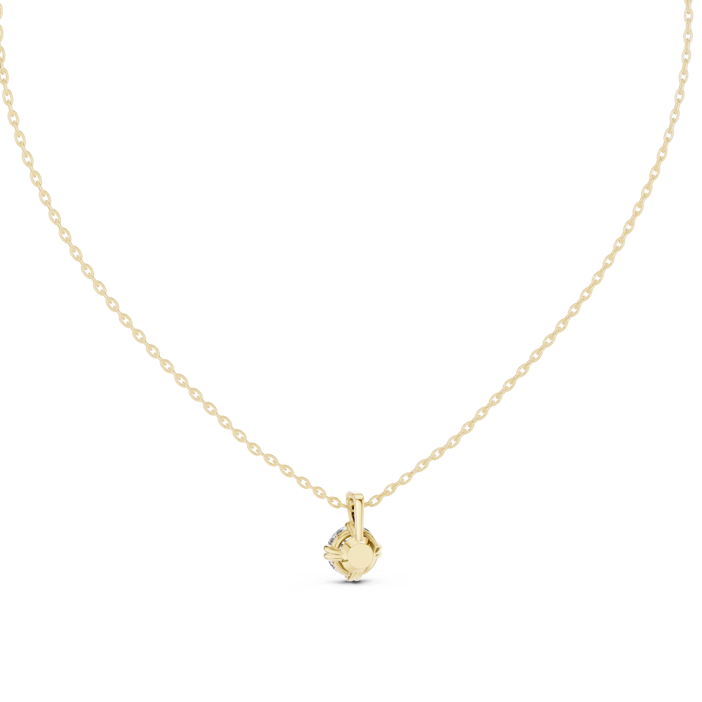 Round Cut Single Diamond Pendant In 14k Solid Yellow Gold Minimalist Lab Grown Solitaire Necklace