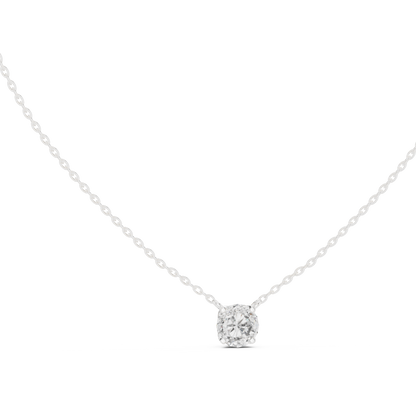 Round Shape Labgrown Diamond Pendant Dainty Solitaire Necklace For Women In 14K Gold