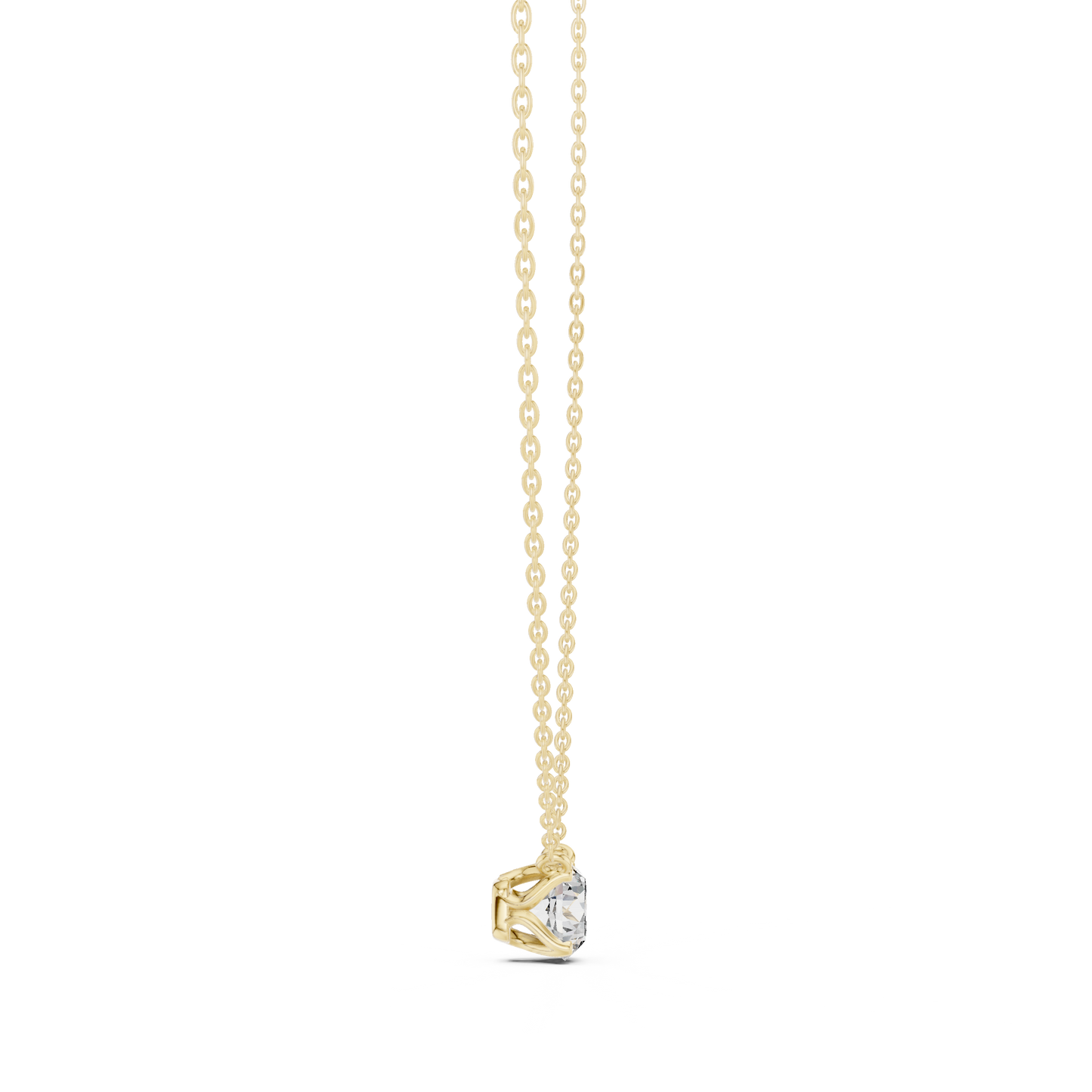 Round Shape Labgrown Diamond Pendant Dainty Solitaire Necklace For Women In 14K Gold