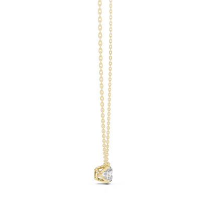 Round Shape Labgrown Diamond Pendant Dainty Solitaire Necklace For Women In 14K Gold