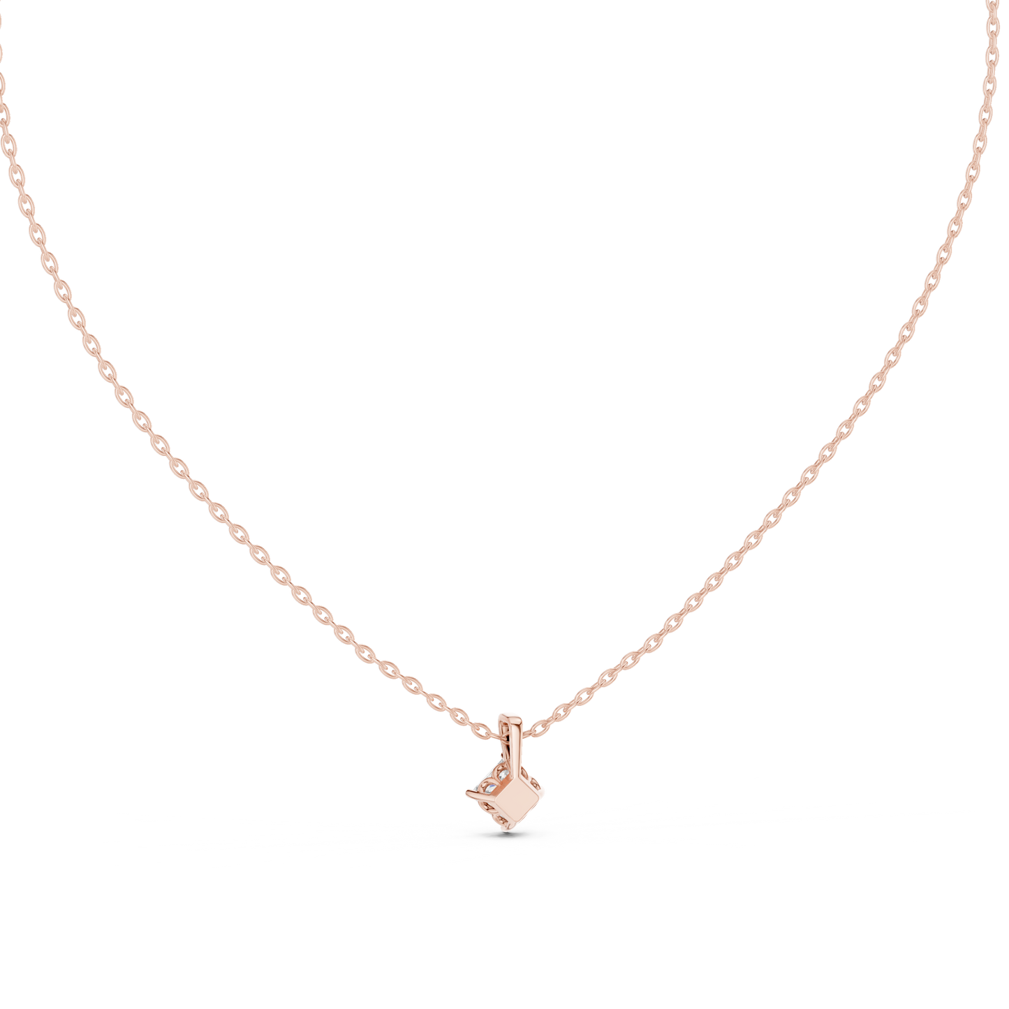 Elegant Princess Cut Labgrown Diamond Solitaire Pendant For Her In 18K Solid rose Gold
