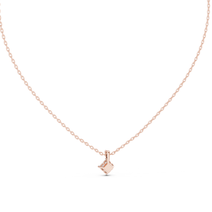 Elegant Princess Cut Labgrown Diamond Solitaire Pendant For Her In 18K Solid rose Gold