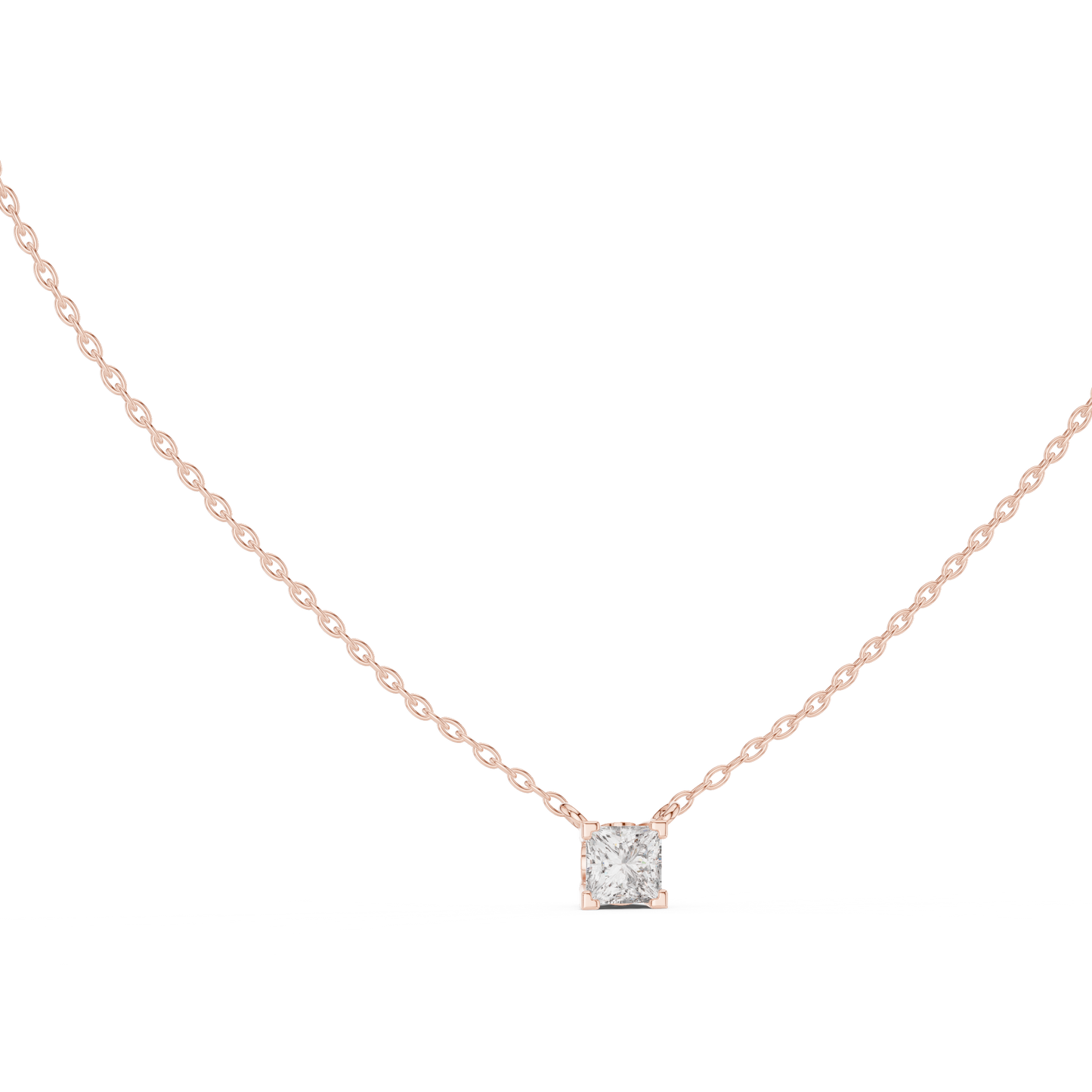 Princess Cut Solitaire Pendant Minimal Elegant Design In Gold Dainty Jewelry For Her