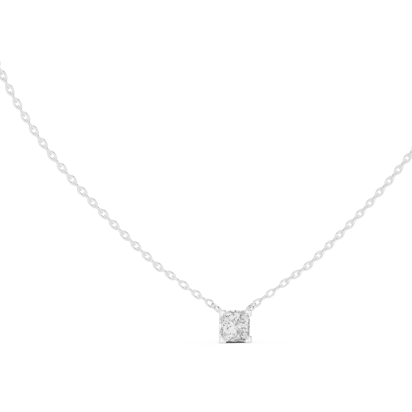 Princess Cut Solitaire Pendant Minimal Elegant Design In Gold Dainty Jewelry For Her