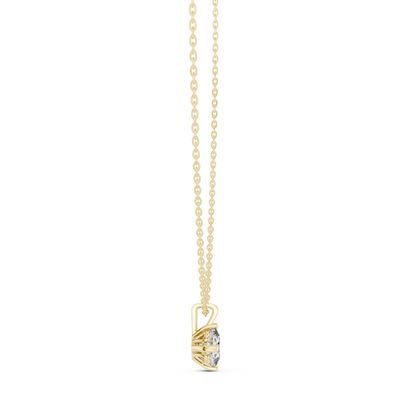 Solitaire Cushion Cut Langrown Sparkling Diamond Pendant For Her In 18K Solid Yellow Gold