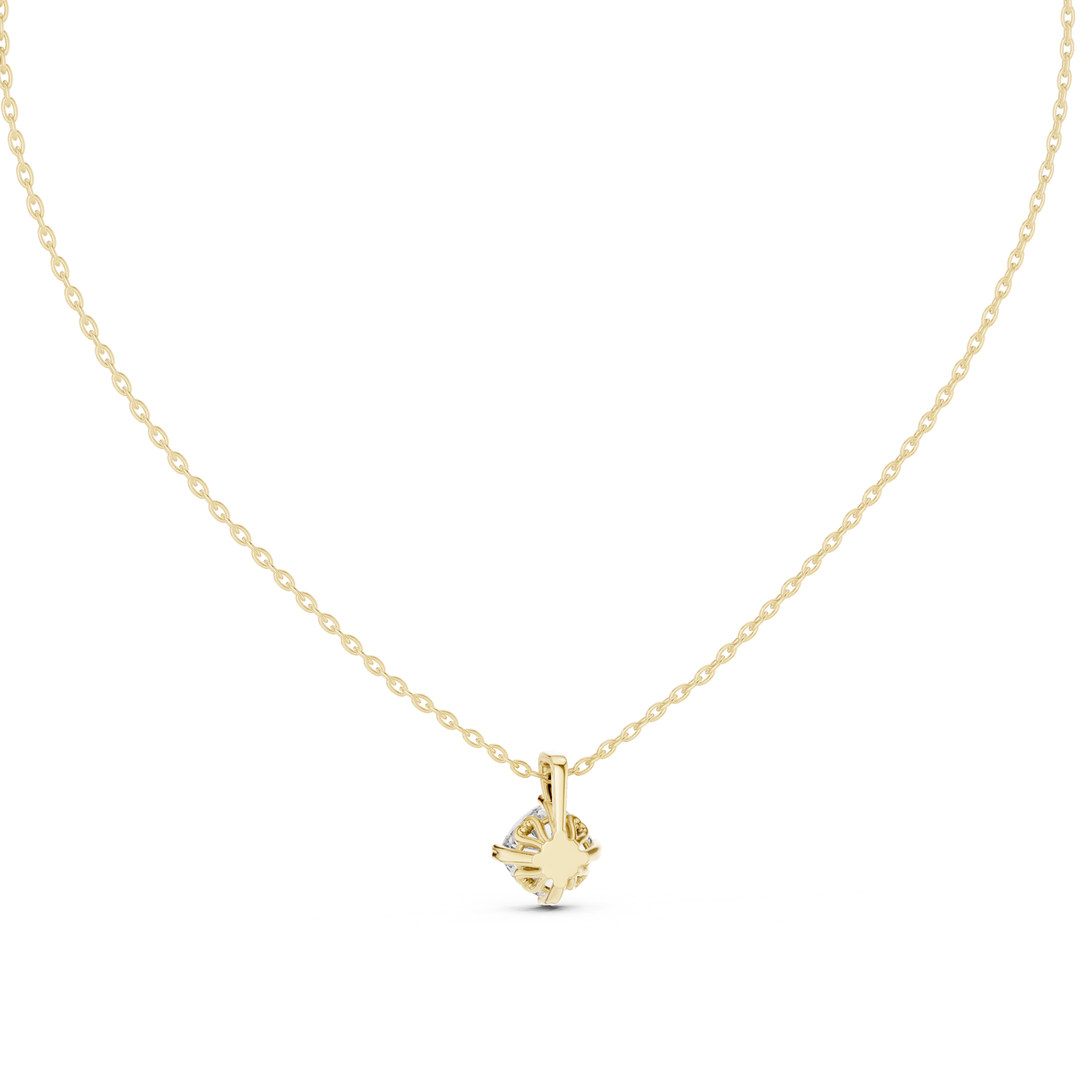 Solitaire Cushion Cut Langrown Sparkling Diamond Pendant For Her In 18K Solid Yellow Gold