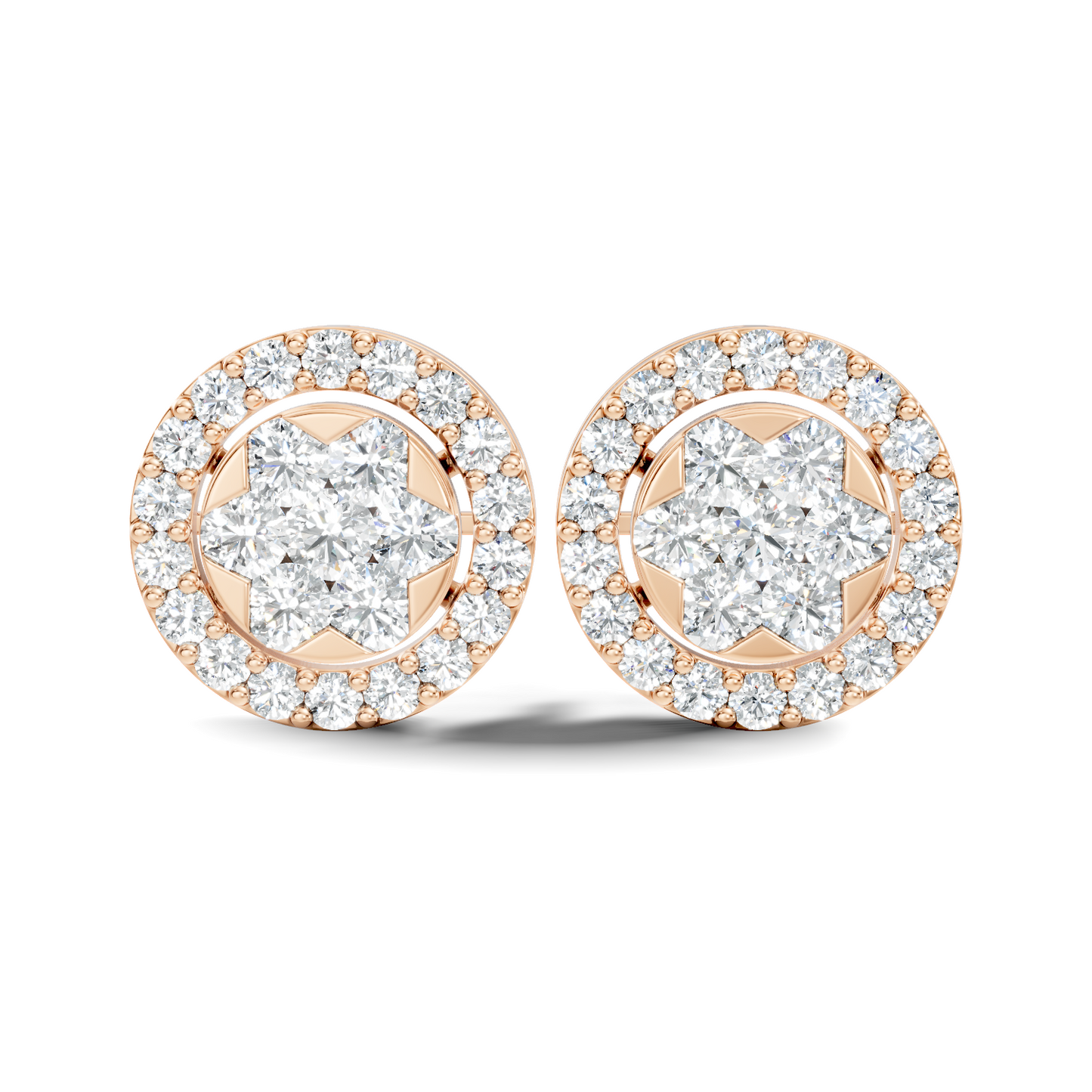 Elegant Tringle Diamond Stud 10k Solid Gold Wedding Wear Diamond Earrings For Her