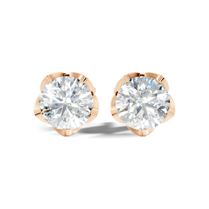 Round Shape 10k Solid Gold Stunning Affordable Vintage labgrown Diamond Earrings For Her