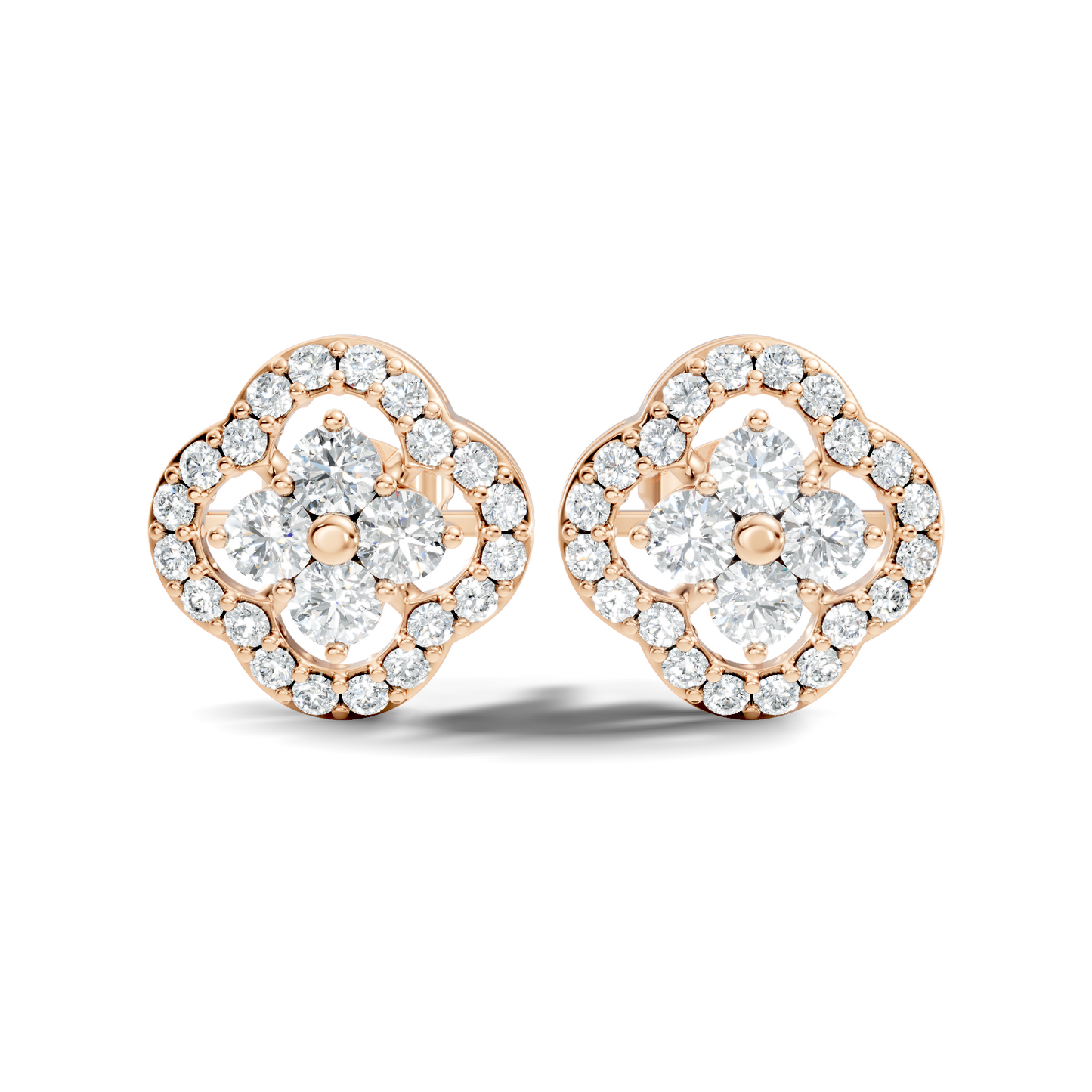 10k Solid Rose Gold Round Natural-Lab Grown Stunning Adorable Vintage Diamond Earring For Her