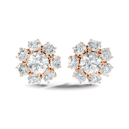 Oval Shape 8.44 CT Round Cut Diamond Delicate Classic Prong Set Dainty Stud Earring Gift for Women's