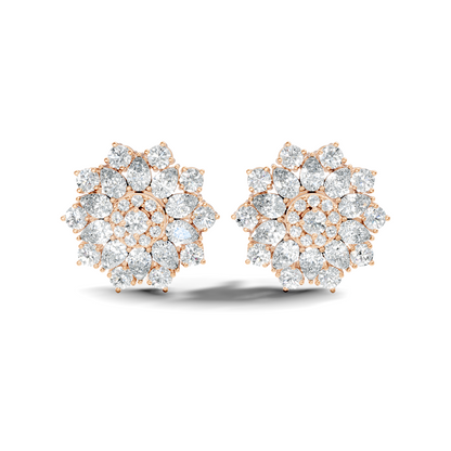 Pear & Round shape Natural & Lab Grown Diamond 18k Solid Rose Gold 3.35 Ct Diamond Earrings For Her Wedding