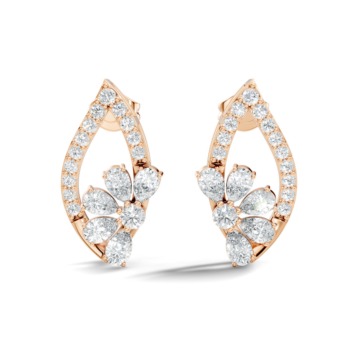 2.33 Ct Lab Grown & Natural Diamond Round & Pear Shape Sparkling Shinny Beautiful Earrings For Her