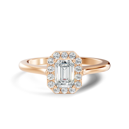 Emerald Cut Lab-Grown Diamond Halo Solitaire Ring