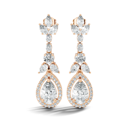Three Type Stone Round,Oval, & Pear Shape Lab Grown Diamond 4.83 Ct Sparkling Diamond Earrings For Her