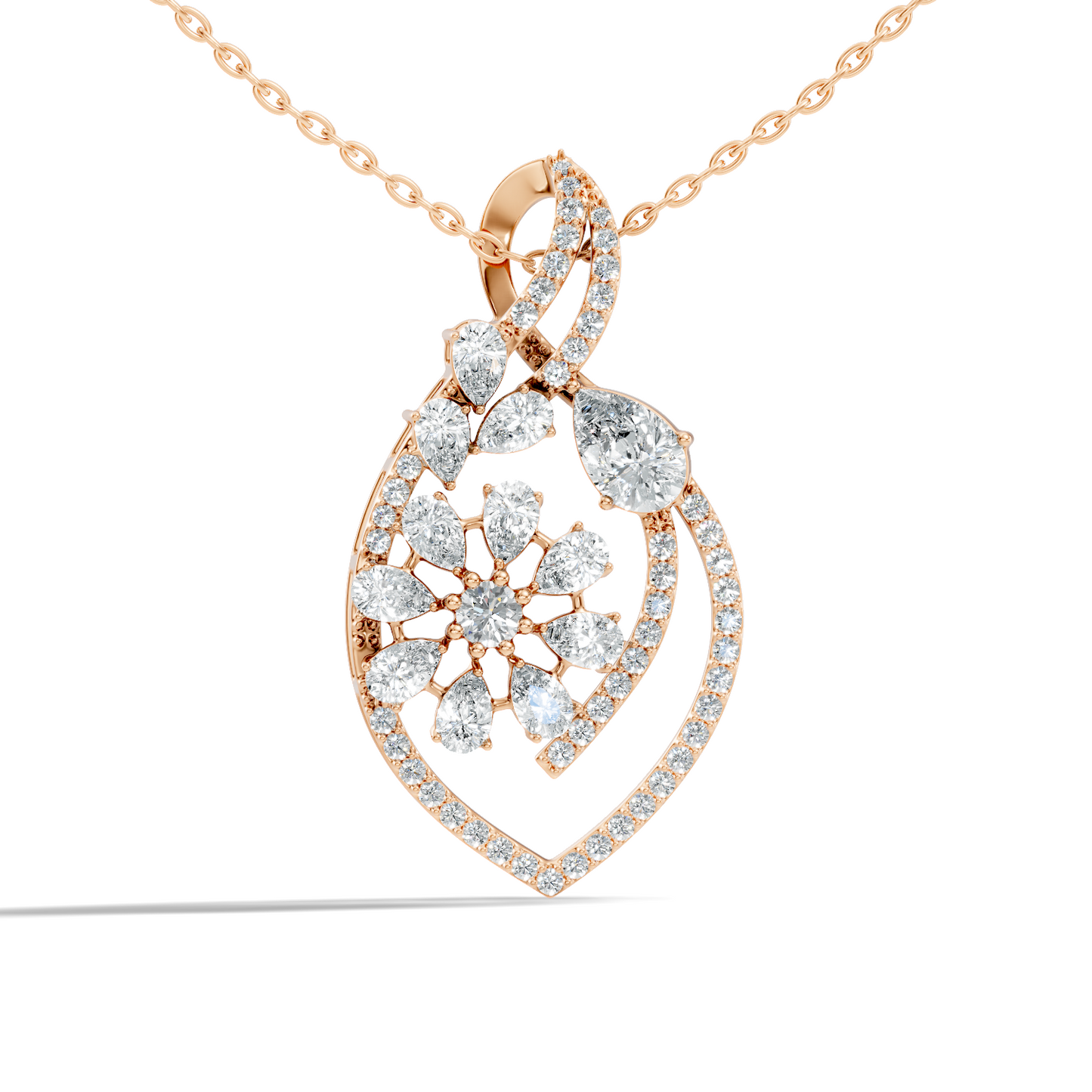 Round And Pear Cut 2.20 Ct Labgrown Diamond Pendant Vintage Jewelry Gift For Women