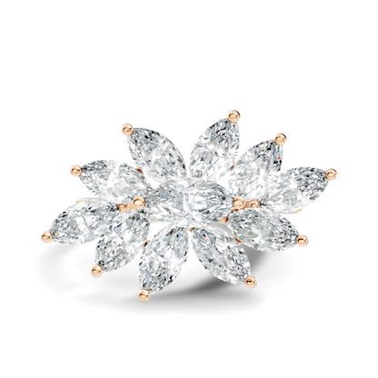 4.06t Marquise and Round Cut Diamond Unique Handcrafted Dainty Stacking Vintage Wedding Ring For Her