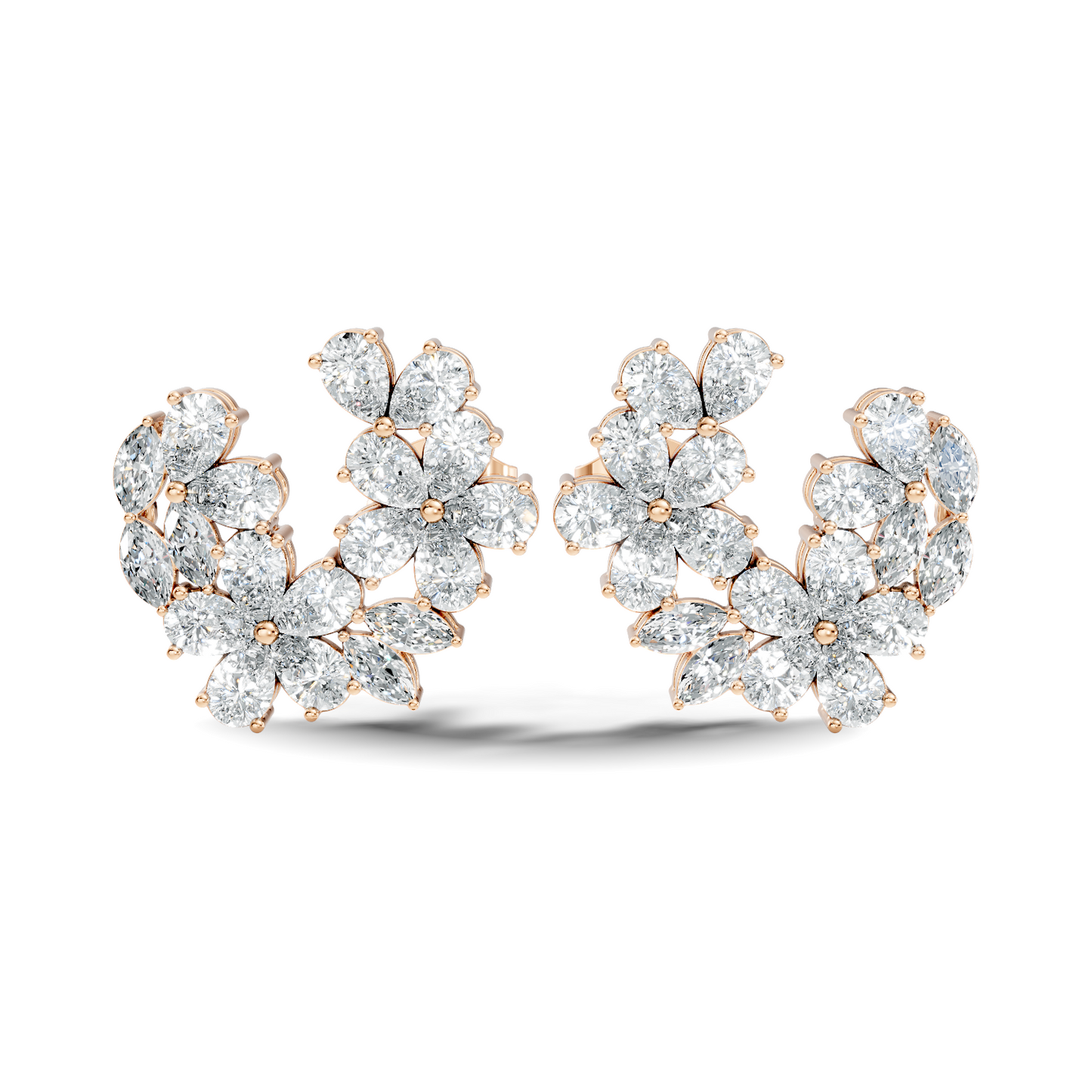 3.89 Ct Stunning Marquise And Pear Diamond Floral Stud Earrings Daliy Wear Earring For Women