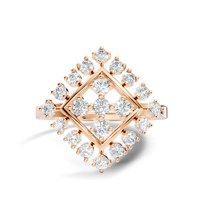 Round Cut Lab Grown & Natural Diamond Vintage Delicate Cluster Statement Dainty Ring For Women's